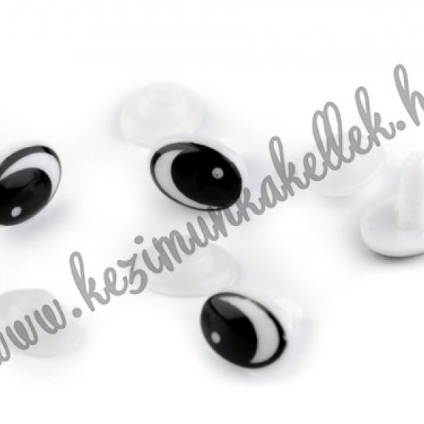 Biztonsági szem - Ovál - fekete-fehér 11x15 mm