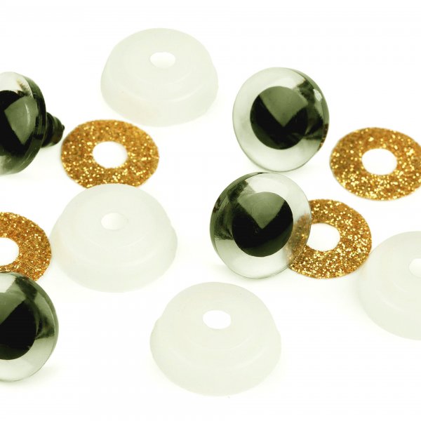 1. Biztonsági szem - Glitteres 3 D hatású 10 mm - Világos Arany csillogós