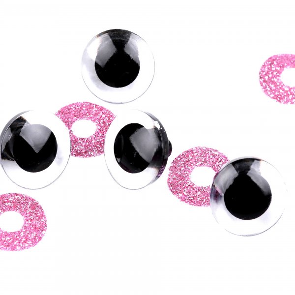 1. Biztonsági szem - Glitteres 3 D hatású 10 mm - Világos Rózsaszín csillogós 